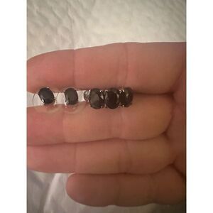 7.5 Cttw Natural Midnight Sapphire Ring Studs Set Stainless Steel Sz 6